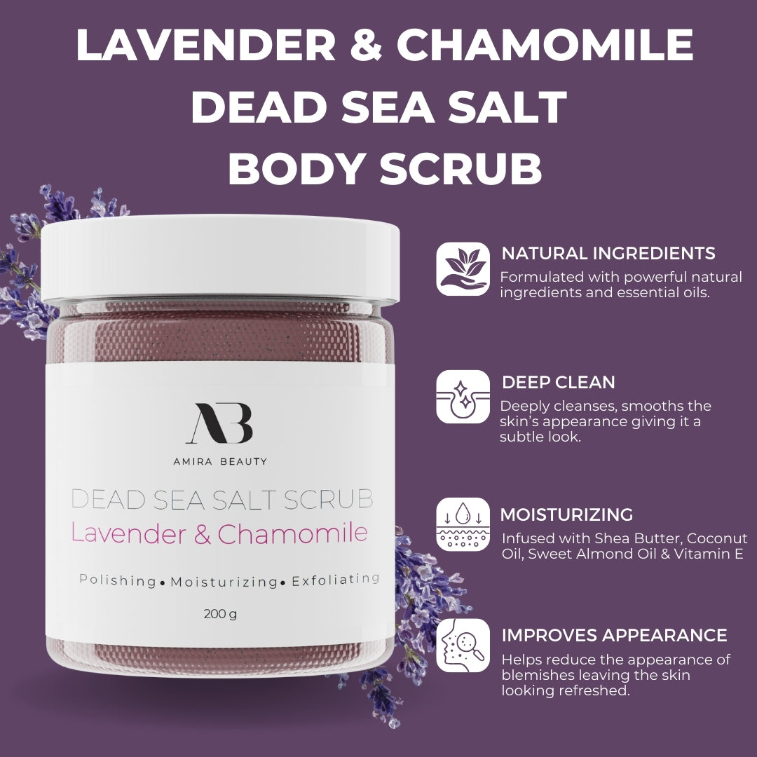 Dead Sea Salt Foaming Body Scrub - Lavender & Chamomile 7 oz