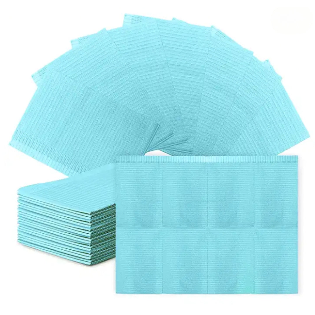 Disposable Dental Bibs 3 Ply Waterproof Paper Sheet Tray Cover 13" X 18" 50 pack